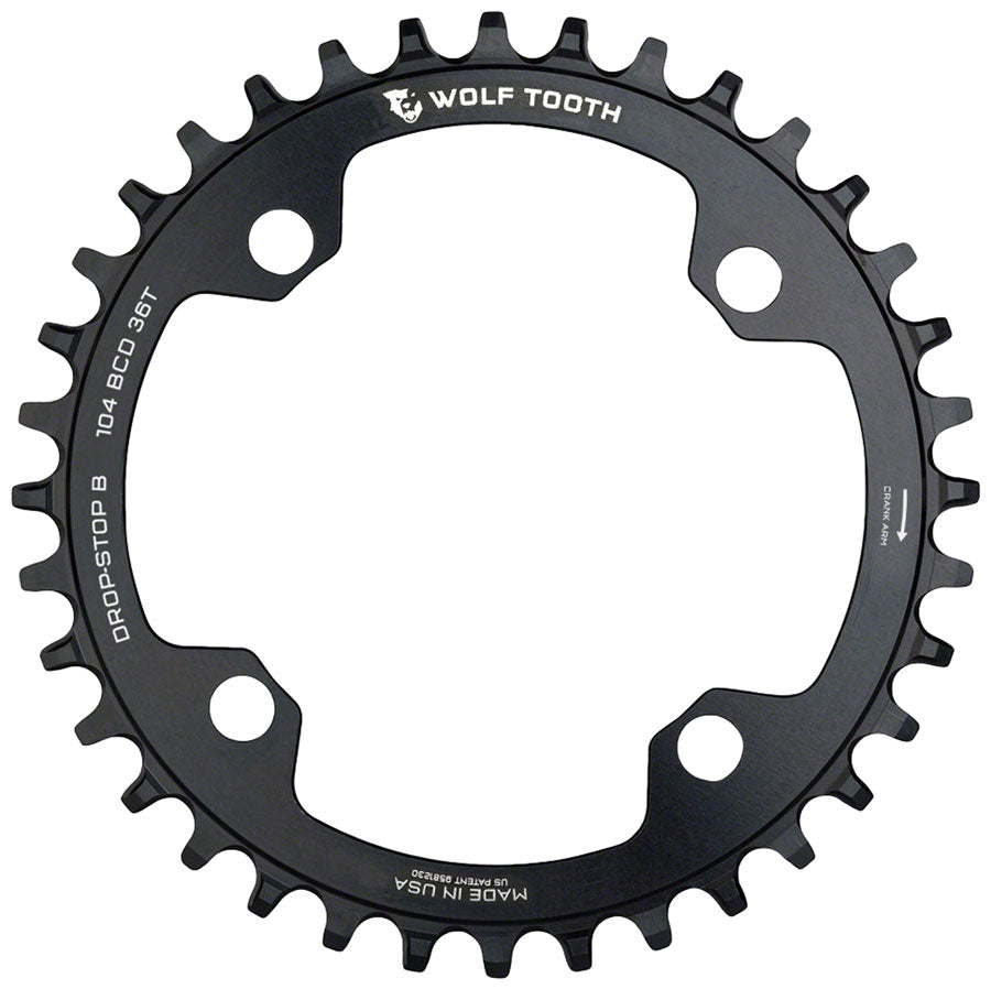 Wolf Tooth 104 BCD Chainring - 36t 104 BCD 4-Bolt Drop-Stop B Black-Goodwynn'sGoodwynn's