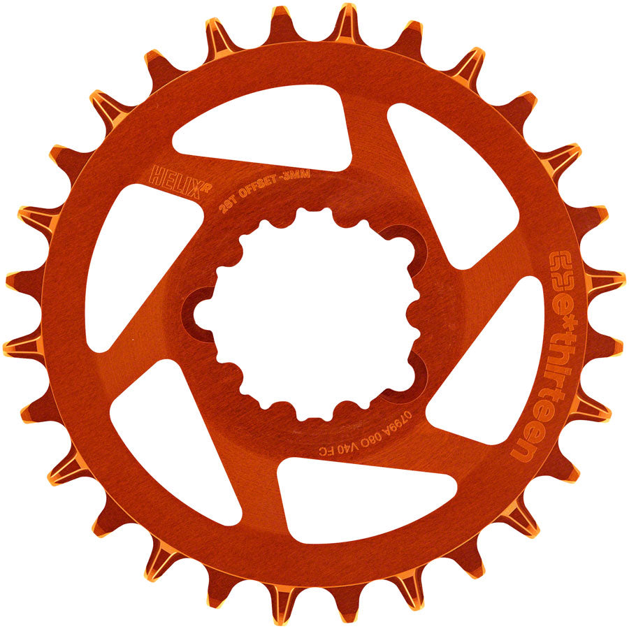 e*thirteen Helix R Guidering - 28t 11/12-Speed 3mm Offset SRAM 3-Bolt DM Naranja-Goodwynn'sGoodwynn's
