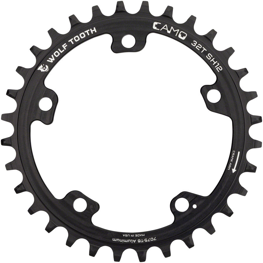 Wolf Tooth CAMO Aluminum Chainring - 34t Wolf Tooth CAMO Mount Drop-Stop ST Shimano 12 Speed HG+ BLK-Goodwynn'sGoodwynn's