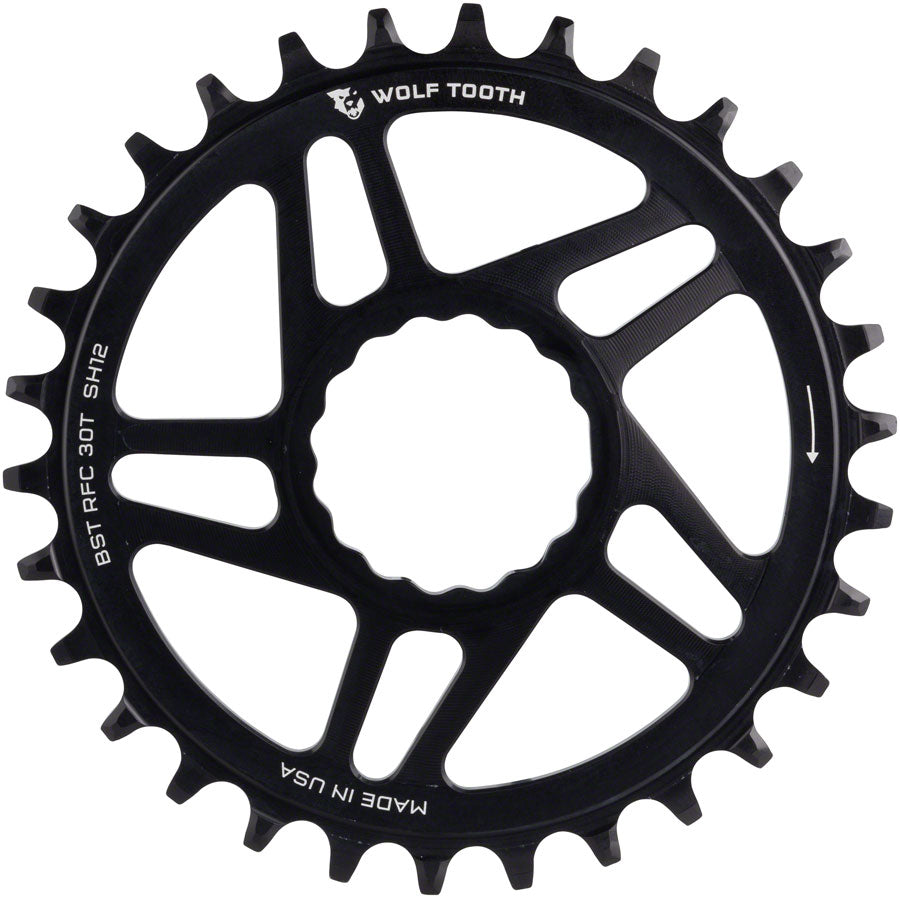 Wolf Tooth Direct Mount Chainring - 30t RaceFace/Easton CINCH Direct Mount Boost 3mm Offset Requires 12-Speed Hyperglide+ Chain BLK-Goodwynn'sGoodwynn's
