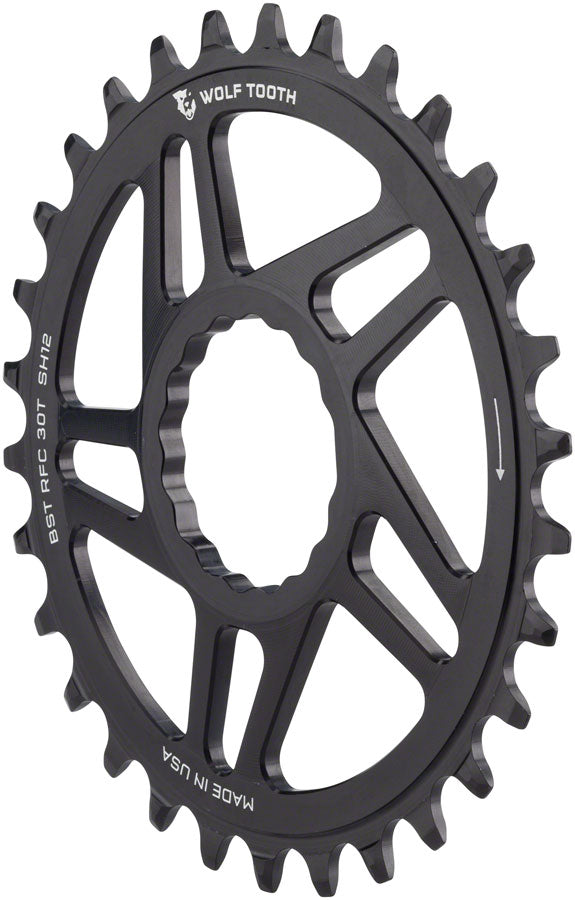 Wolf Tooth Direct Mount Chainring - 30t RaceFace/Easton CINCH Direct Mount Boost 3mm Offset Requires 12-Speed Hyperglide+ Chain BLK-Goodwynn'sGoodwynn's