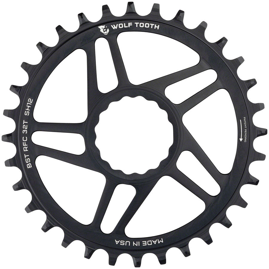 Wolf Tooth Direct Mount Chainring - 32t RaceFace/Easton CINCH Direct Mount Boost 3mm Offset Requires 12-Speed Hyperglide+ Chain BLK-Goodwynn'sGoodwynn's