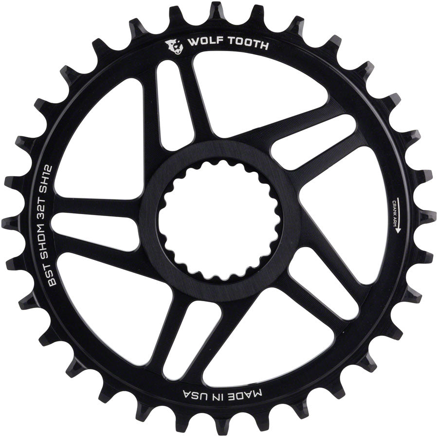 Wolf Tooth Direct Mount Chainring - 32t Shimano Direct Mount For Boost Cranks 3mm Offset Requires 12-Speed Hyperglide+ Chain BLK-Goodwynn'sGoodwynn's