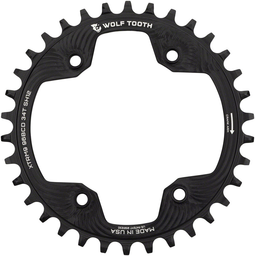 Wolf Tooth 96 BCD Chainring - 34t 96 Asymmetric BCD 4-Bolt For Shimano Cranks Use 12-Speed Hyperglide+ Chain BLK-Goodwynn'sGoodwynn's