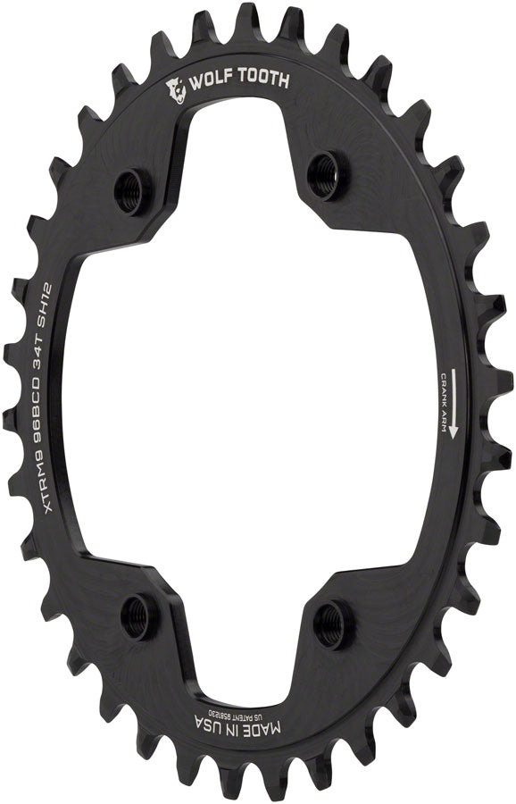 Wolf Tooth 96 BCD Chainring - 34t 96 Asymmetric BCD 4-Bolt For Shimano Cranks Use 12-Speed Hyperglide+ Chain BLK-Goodwynn'sGoodwynn's