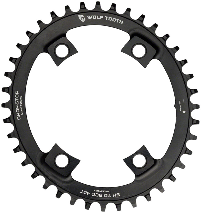 Wolf Tooth Elliptical Shimano 110 Asymmetric BCD Chainring - 40t 110 Asymmetric BCD 4-Bolt Drop-Stop For Shimano Cranks BLK-Goodwynn'sGoodwynn's