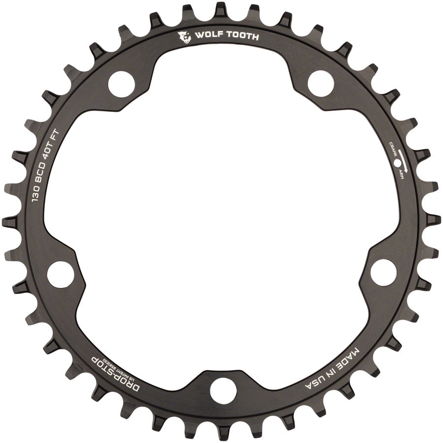 Wolf Tooth 130 BCD Road Cyclocross Chainring - 42t 130 BCD 5-Bolt Drop-Stop 10/11/12-Speed Eagle Flattop Compatible BLK-Goodwynn'sGoodwynn's