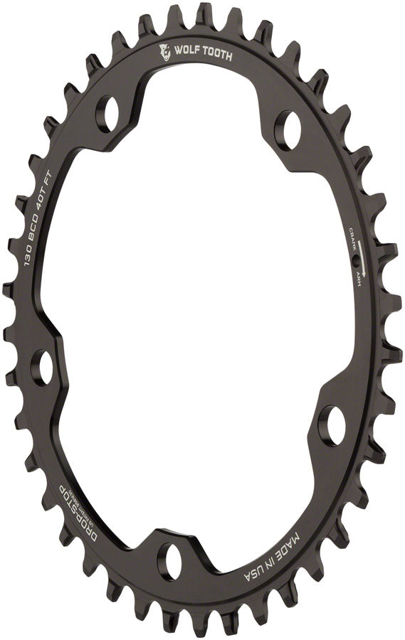 Wolf Tooth 130 BCD Road Cyclocross Chainring - 42t 130 BCD 5-Bolt Drop-Stop 10/11/12-Speed Eagle Flattop Compatible BLK-Goodwynn'sGoodwynn's