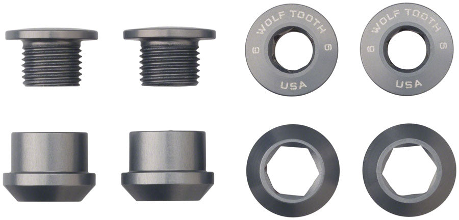 Wolf Tooth 1x Chainring Bolt Set - 6mm Dual Hex Fittings Set/4 Gun Metal-Goodwynn'sGoodwynn's