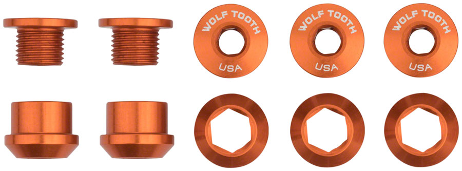 Wolf Tooth 1x Chainring Bolt Set - 6mm Dual Hex Fittings Set/5 Orange-Goodwynn'sGoodwynn's