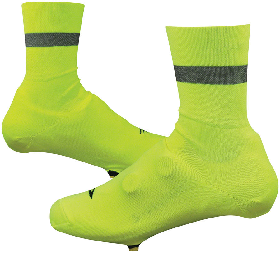 Defeet Slipstream D-Logo Reflective Shoe Covers - 4 inch Hi-Vis YLW/BLK Large/X-Large-Goodwynn'sGoodwynn's