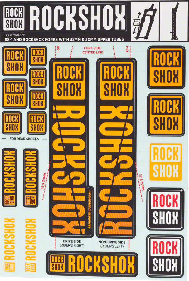 RockShox Fork Decal Kit - 30/32mm/RS1 Orange-Goodwynn'sGoodwynn's