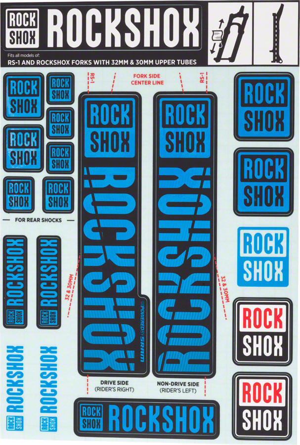 RockShox Fork Decal Kit - 30/32mm/RS1 Blue-Goodwynn'sGoodwynn's