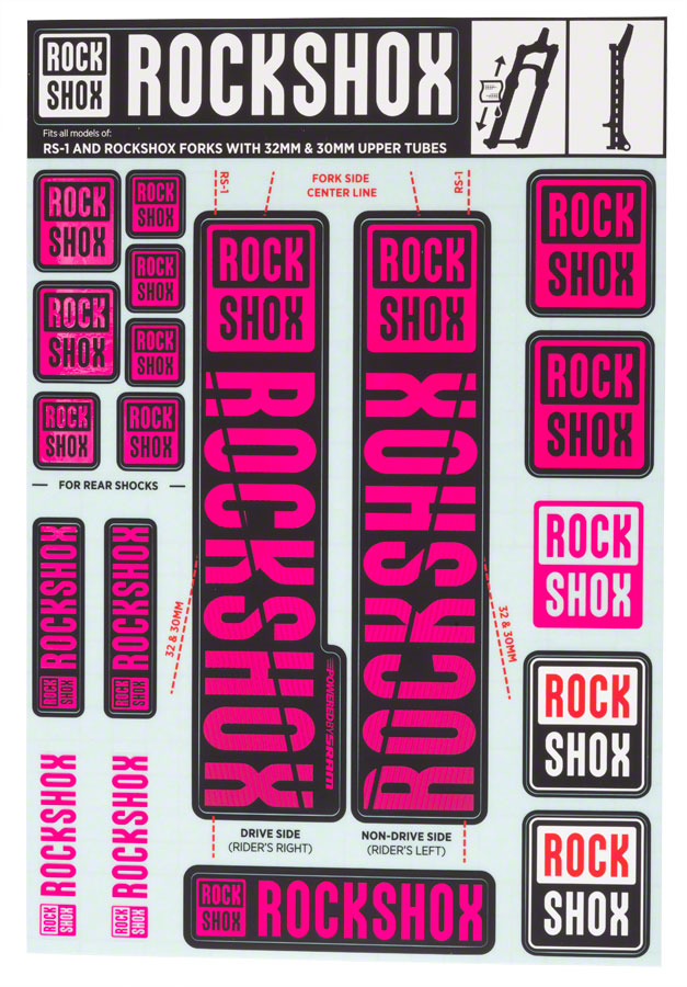 RockShox Fork Decal Kit - 30/32mm/RS1 Magenta-Goodwynn'sGoodwynn's