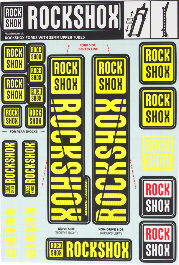 RockShox Fork Decal Kit - 35mm Yellow-Goodwynn'sGoodwynn's