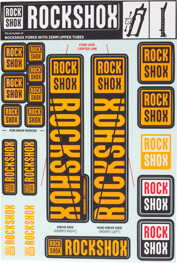 RockShox Fork Decal Kit - 35mm Orange-Goodwynn'sGoodwynn's
