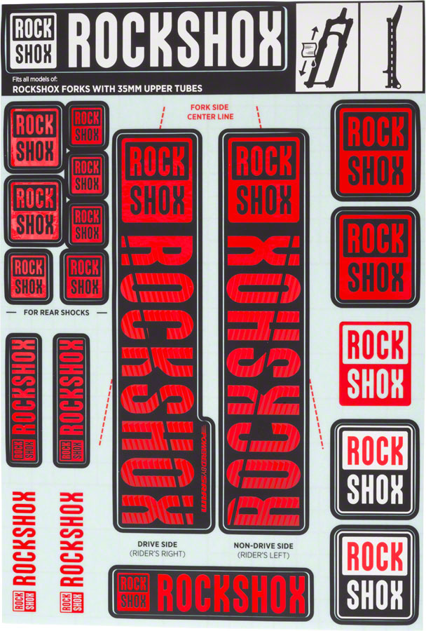 RockShox Fork Decal Kit - 35mm Red-Goodwynn'sGoodwynn's