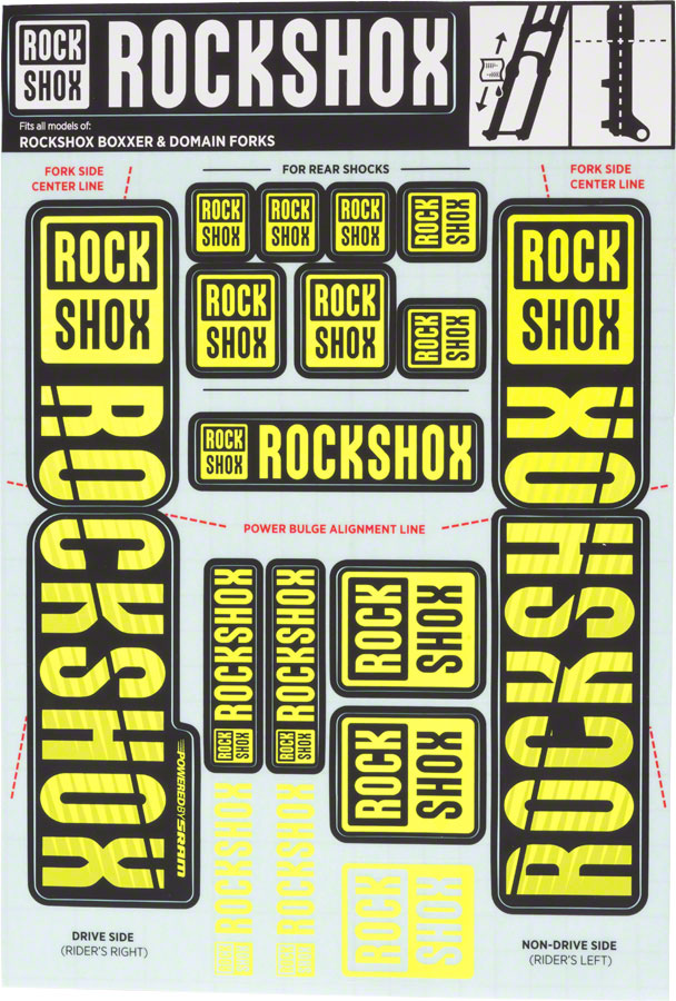 RockShox Fork Decal Kit - 35mm Dual Crown Yellow-Goodwynn'sGoodwynn's