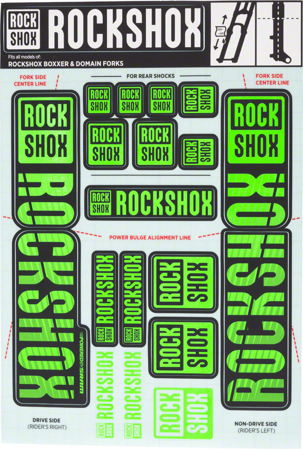 RockShox Fork Decal Kit - 35mm Dual Crown Green-Goodwynn'sGoodwynn's