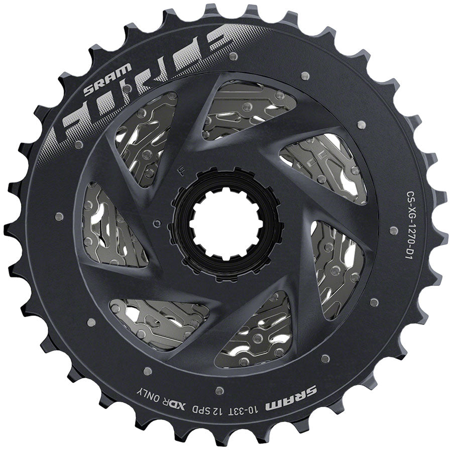SRAM Force AXS XG-1270 Cassette - 12-Speed 10-33t Silver For XDR Driver Body D1-Goodwynn'sGoodwynn's