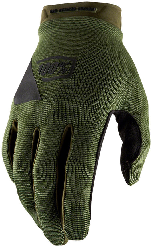 100% Ridecamp Gloves - Army Green/Black Full Finger Mens 2X-Large