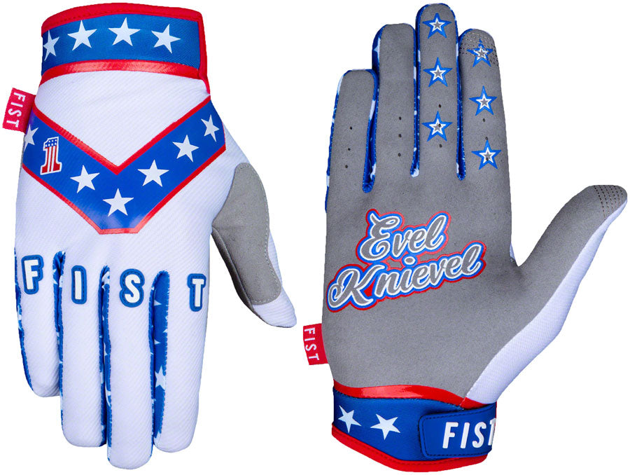 Fist Handwear Evel Knievel Gloves - White Full Finger Motorcycle Riding Gloves