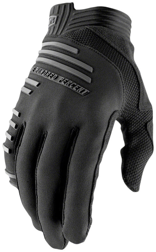 100% R-Core Gloves - Black Full Finger Mens Small
