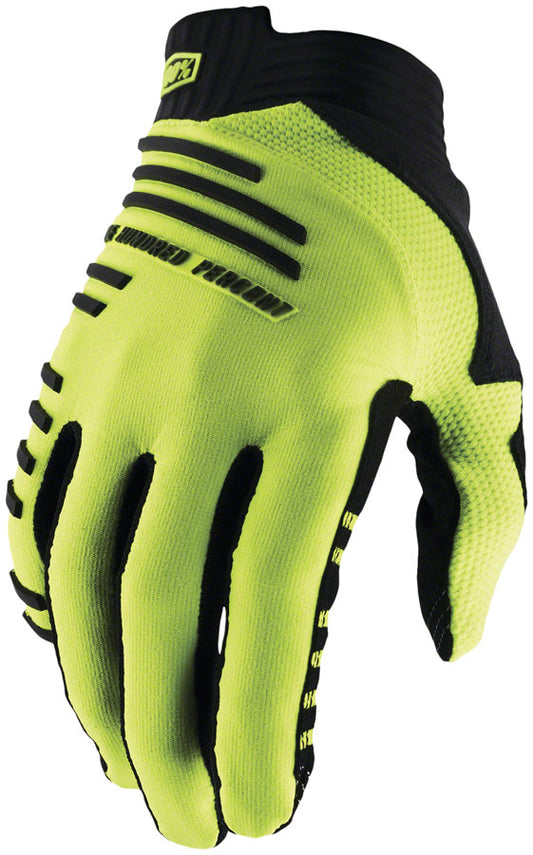 100% R-Core Gloves - Yellow Full Finger Mens Large
