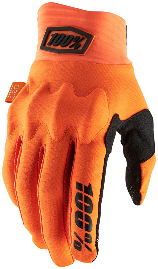 100% Cognito Gloves - Flourescent Orange/Black Full Finger Mens Medium