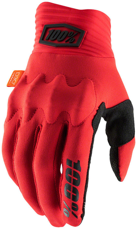 100% Cognito Gloves - Red/Black Full Finger Mens Small