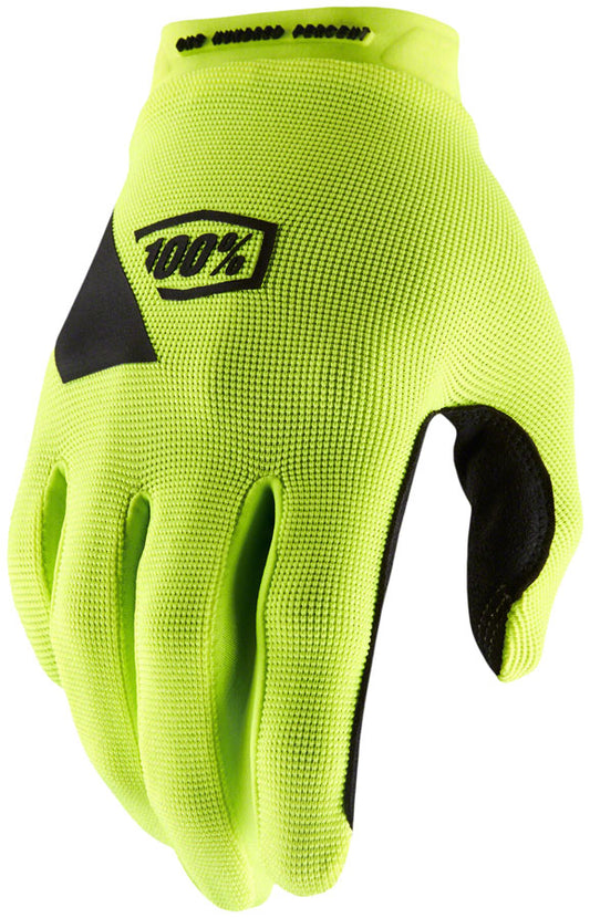 100% Ridecamp Gloves - Flourescent Yellow/Black Full Finger Womens Small