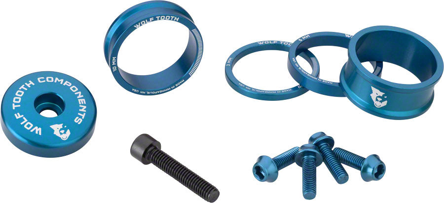 Wolf Tooth BlingKit: Headset Spacer Kit 3 510 15mm Blue-Goodwynn'sGoodwynn's