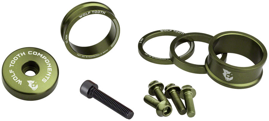 Wolf Tooth BlingKit: Headset Spacer Kit 3 510 15mm Olive-Goodwynn'sGoodwynn's