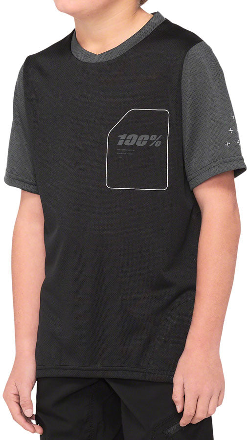 100% Ridecamp Jersey - Black/Charcoal Short Sleeve Youth Large-Goodwynn's