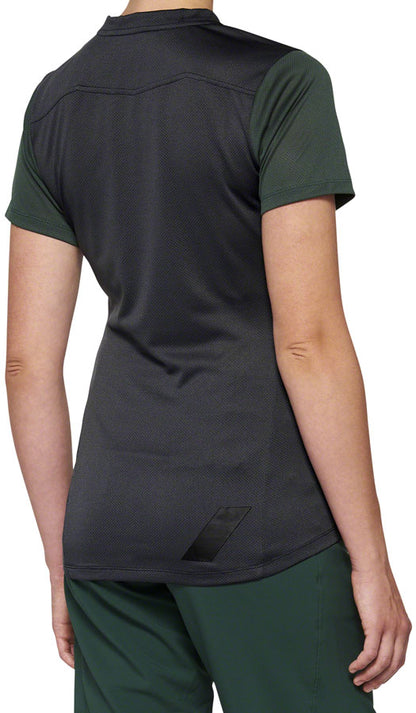 100% Ridecamp Jersey - Charcoal/Green Short Sleeve Womens