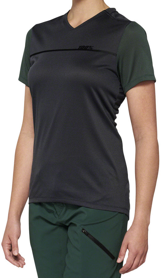 100% Ridecamp Jersey - Charcoal/Green Short Sleeve Womens X-Large-Goodwynn'sGoodwynn's