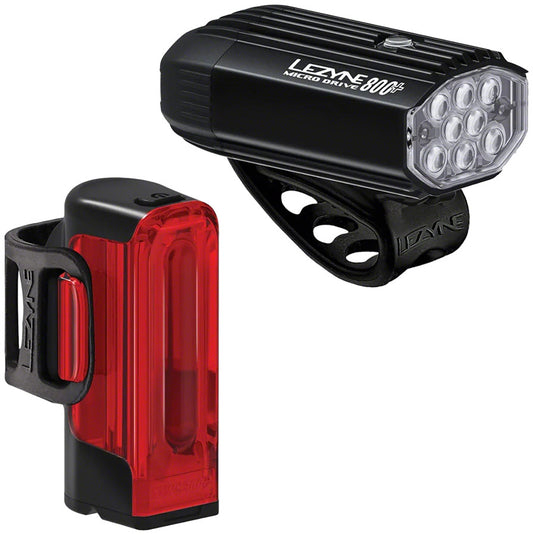 Lezyne MicroDrive 800+ / Strip Drive 300+ Headlight and Taillight Set Black-Goodwynn's