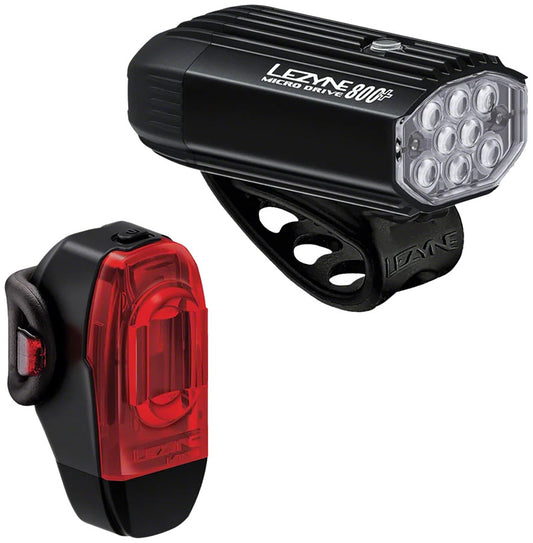 Lezyne Micro Drive 800+ / KTV Drive+ Headlight and Taillight Set Black-Goodwynn's