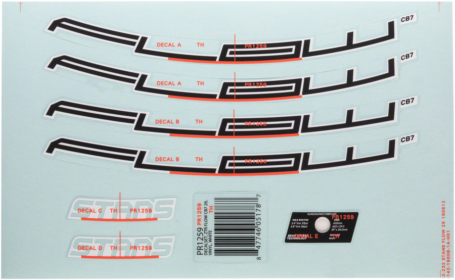 Stans No Tubes Flow CB7 Rim Decal - 27.5" White Set-Goodwynn'sGoodwynn's