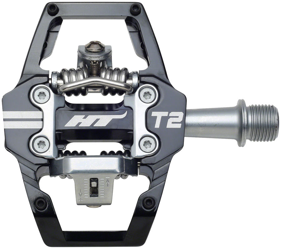 HT Components T2 Pedals - Dual Sided Clipless Platform Aluminum 9/16" BLK-Goodwynn'sGoodwynn's