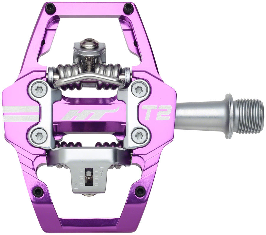 HT Components T2 Pedals - Dual Sided Clipless Platform Aluminum 9/16" Purple-Goodwynn'sGoodwynn's
