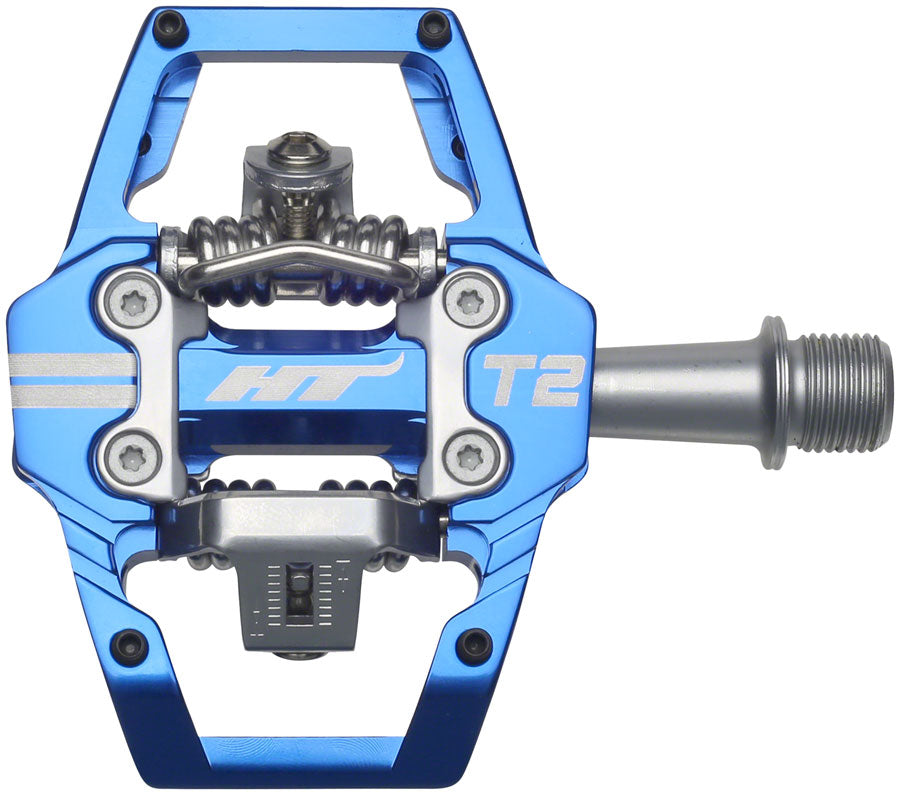 HT Components T2 Pedals - Dual Sided Clipless Platform Aluminum 9/16" Royal Blue-Goodwynn'sGoodwynn's