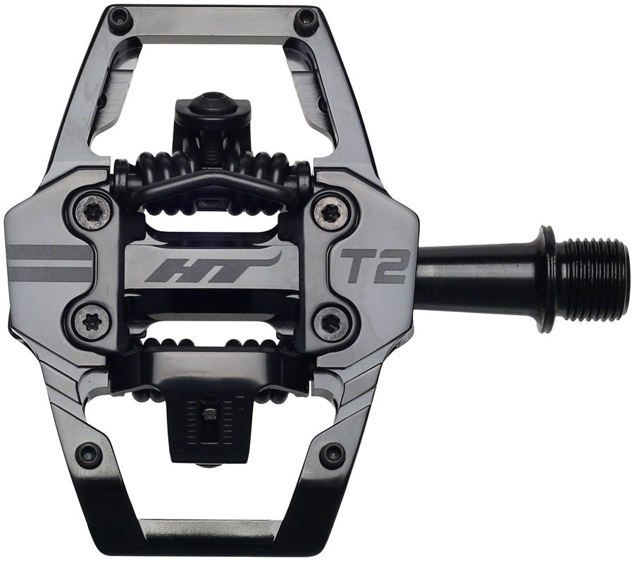 HT Components T2 Pedals - Dual Sided Clipless Platform Aluminum 9/16" Stealth BLK-Goodwynn'sGoodwynn's