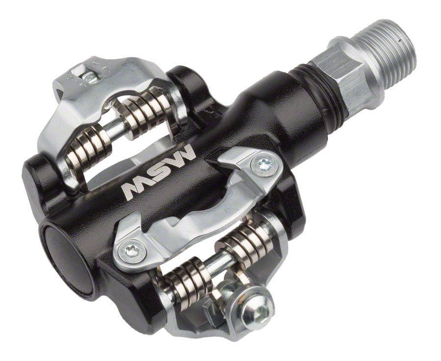 MSW MP-100 Pedals - Dual Sided Clipless Aluminum 9/16" Black/Silver-Goodwynn'sGoodwynn's