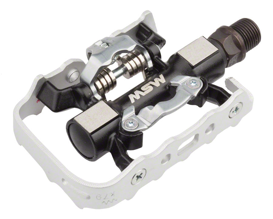 MSW CP-100 Pedals - Single Side Clipless Platform  Aluminum  9/16" BLK/Silver-Goodwynn'sGoodwynn's