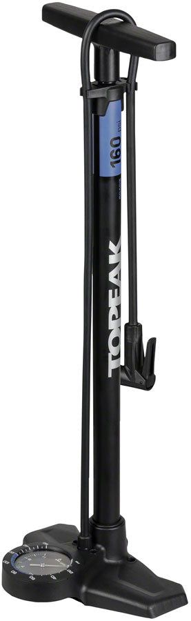 Topeak Joeblow Roadie Ex Floor Pump - Steel Barrel / Plastic Base 3.5" Base Mount Gauge 160 Psi /11 Bar Smarthead BLK/Blue-Goodwynn'sGoodwynn's