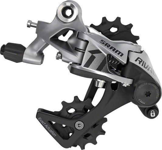 SRAM Rival 1 Rear Derailleur - 11 Speed Medium Cage Black/Silver-Goodwynn's