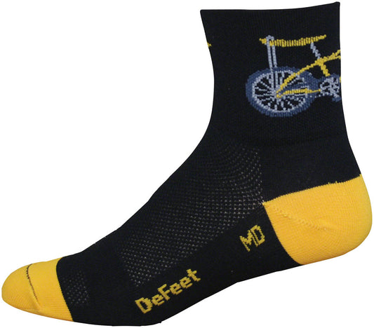 DeFeet Aireator Banana Bike Socks - 3" Black/Yellow Medium