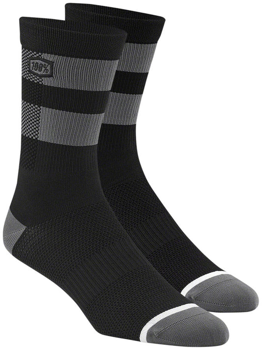100% Flow Performance MTB Socks - Black/Gray Large/X-Large