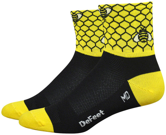 DeFeet Aireator Bee Aware Socks - 3" Yellow/Black Small